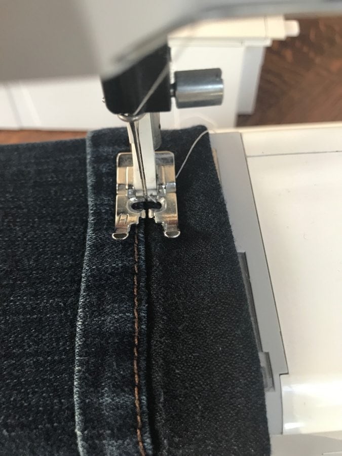 sewing down new hem on jeans