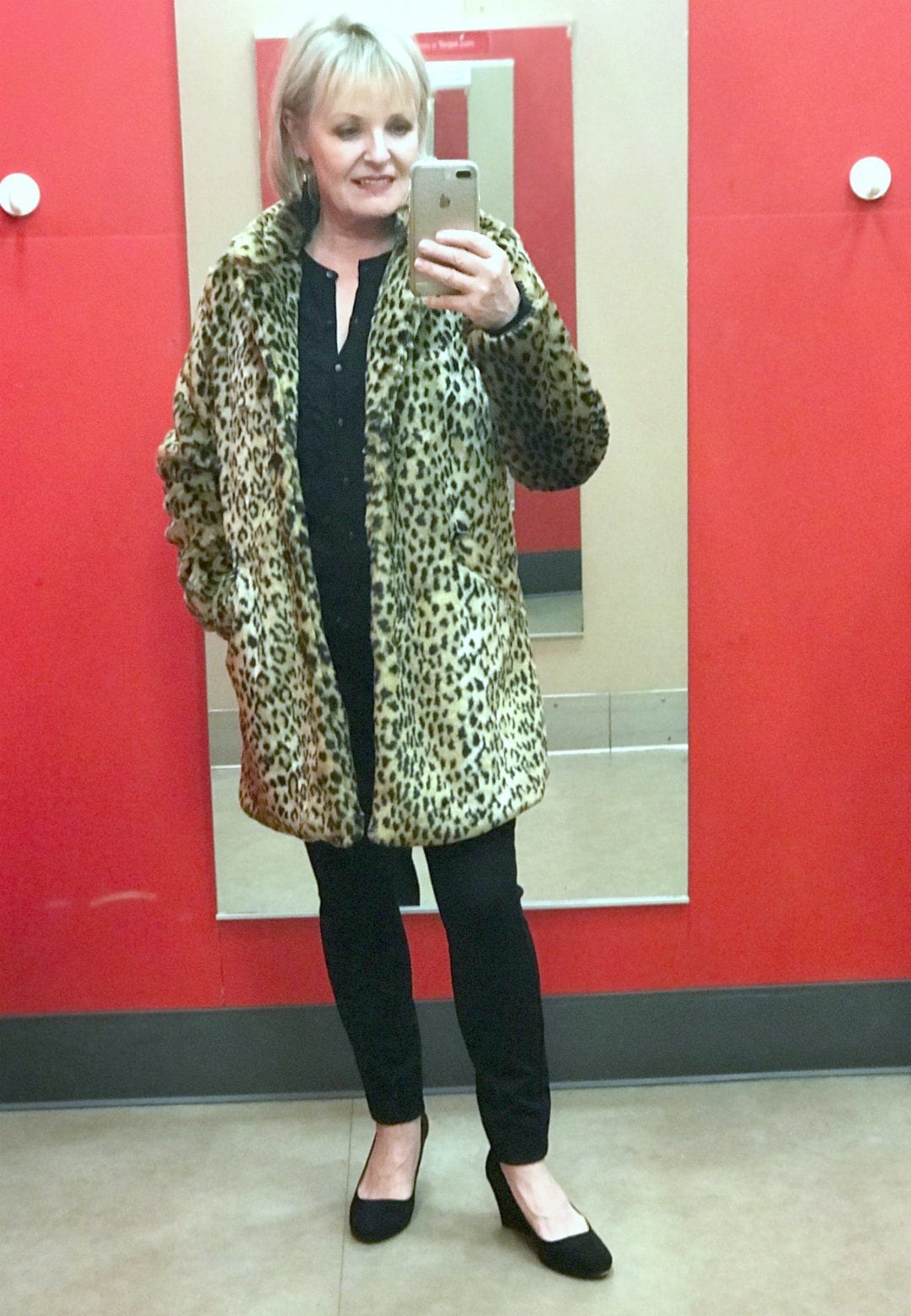 Jennifer Connolly of A Well Styled Life wearing Target leopard coat