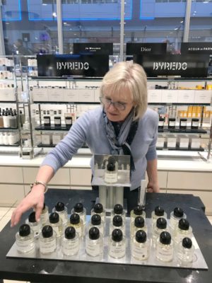 Jennifer Connolly trying Byfredo fragrance in Nordstrom