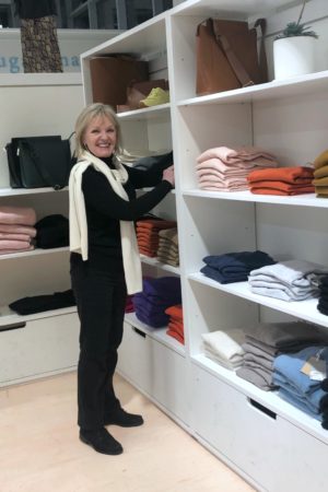 Jennifer Connolly of A Well Styled Life shopping Everlane popup in Nordstrom Vancouver