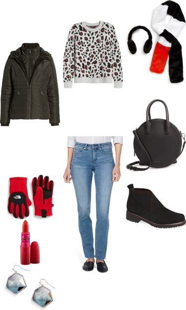 jeans, ankle boors, gloves and warm jacket from Nordstrom Looks