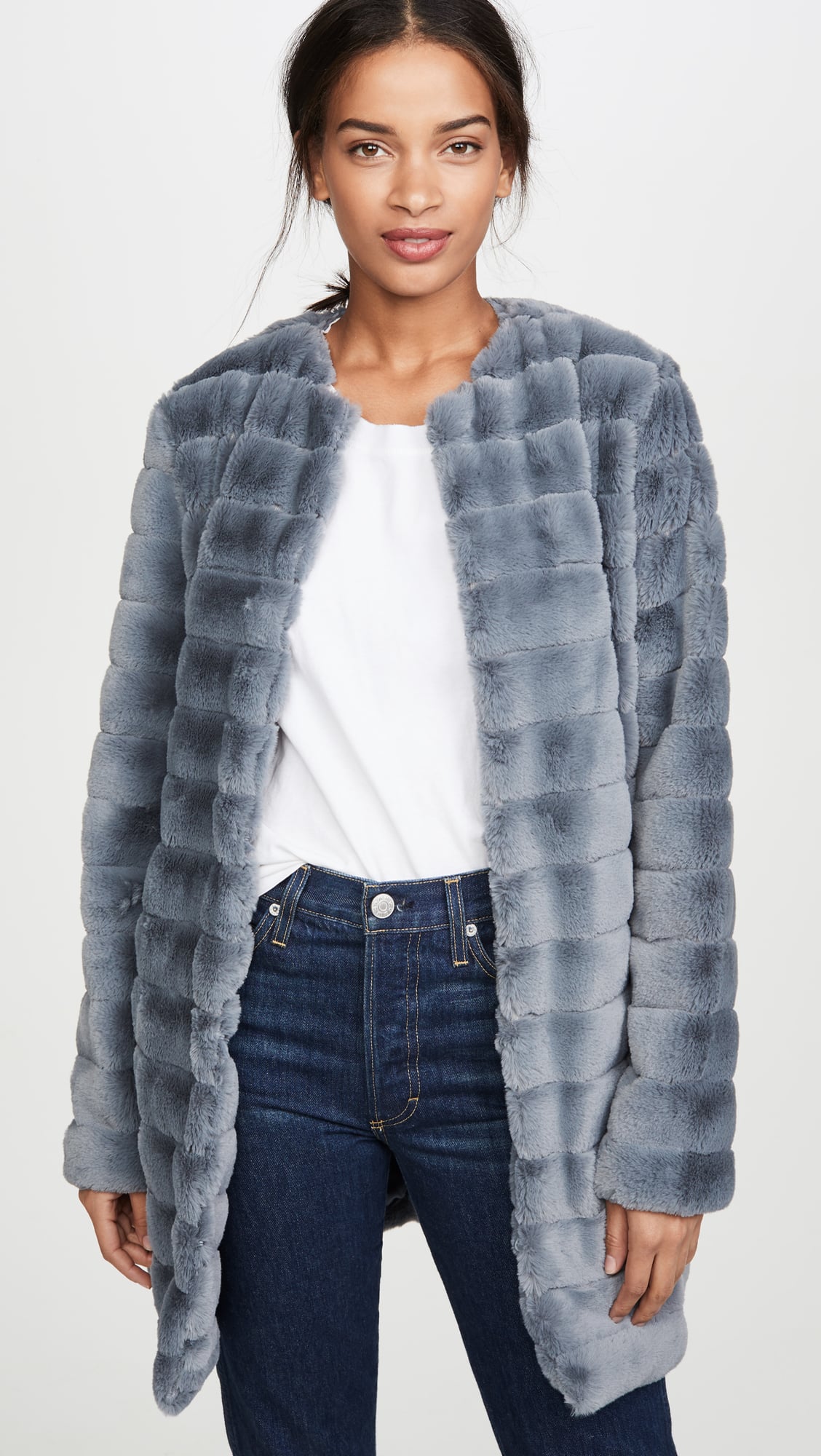 blue faux fur coat by BB Dakota