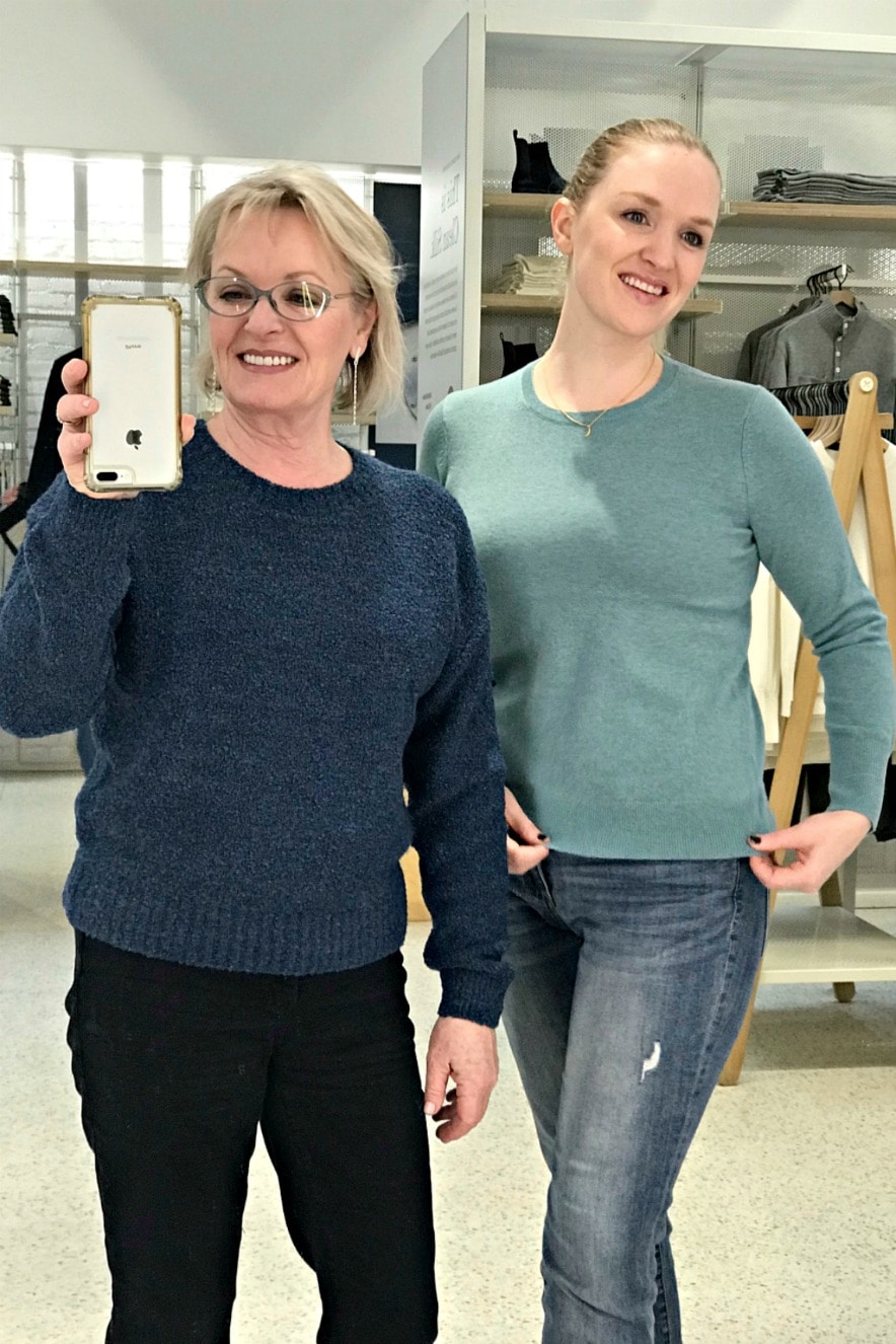 Jennifer and Vanessa Connolly of A Well Styled life wearing Everlane sweaters