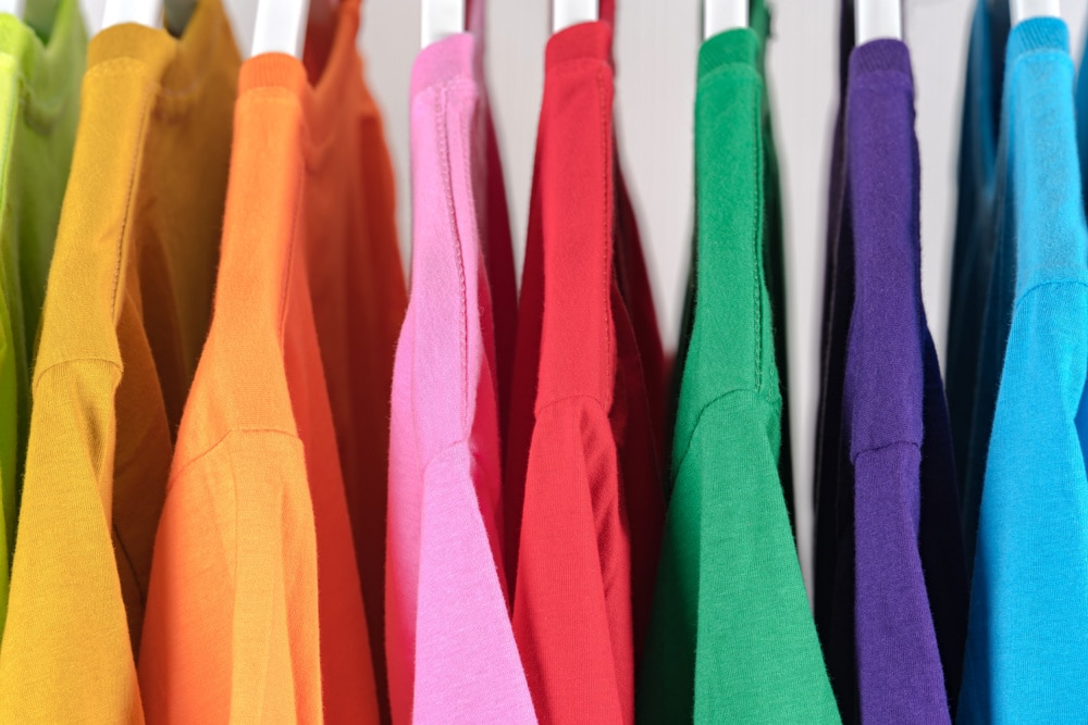 row of colorful shirts