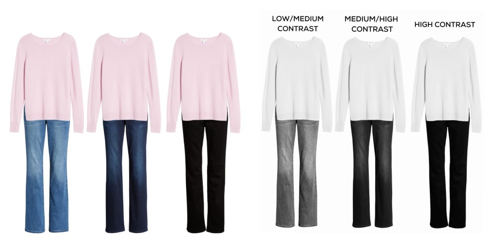 image of outfits showing contrast levels