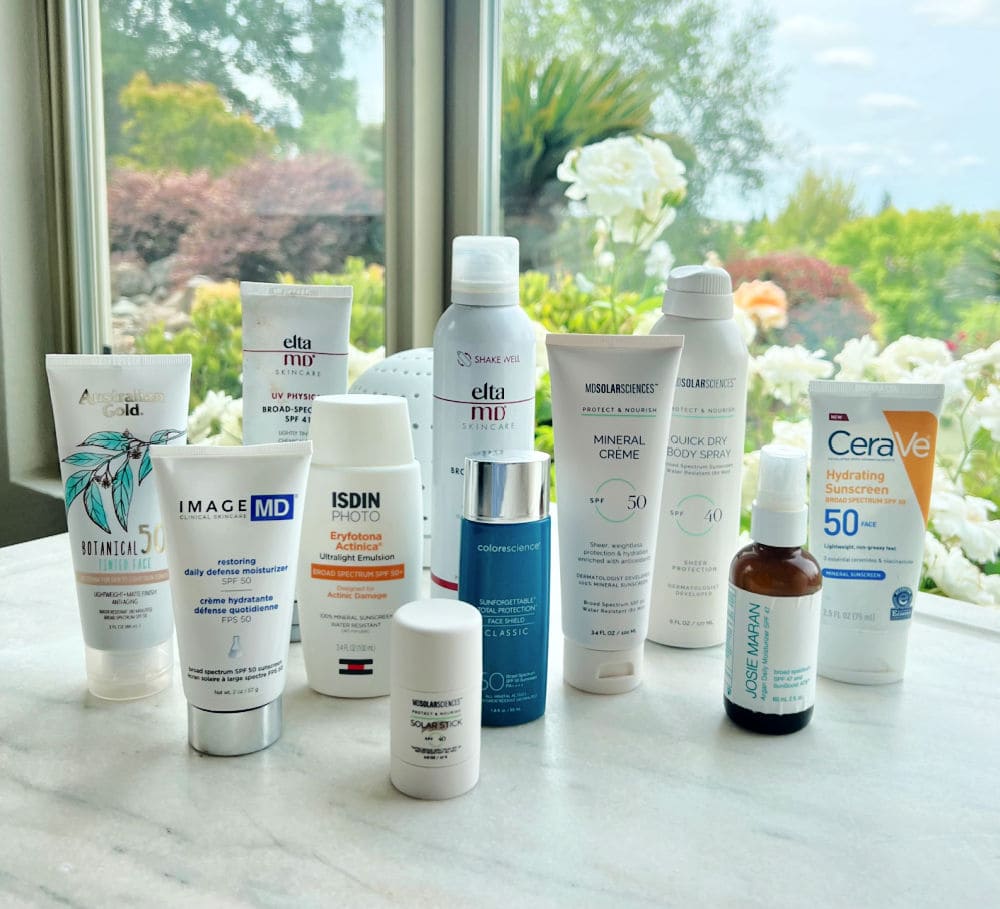 collection of physical sunscreens