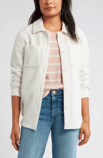 Caslon Textured Knit Shirt Jacket