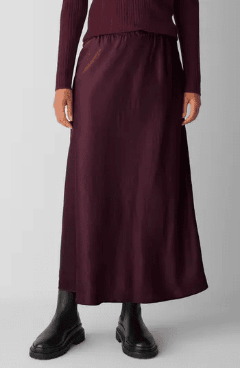 Eileen Fisher Crinkle Satin Bias Skirt