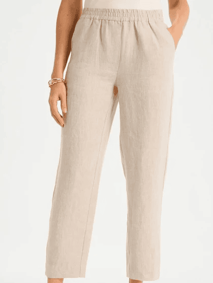 chicos Linen Straight Tapered Ankle Pants