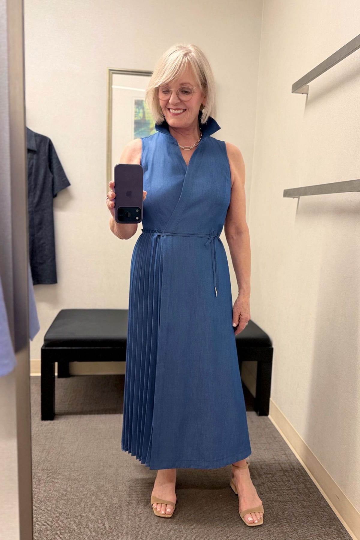 Halogen Pleated Faux-Wrap Dress
