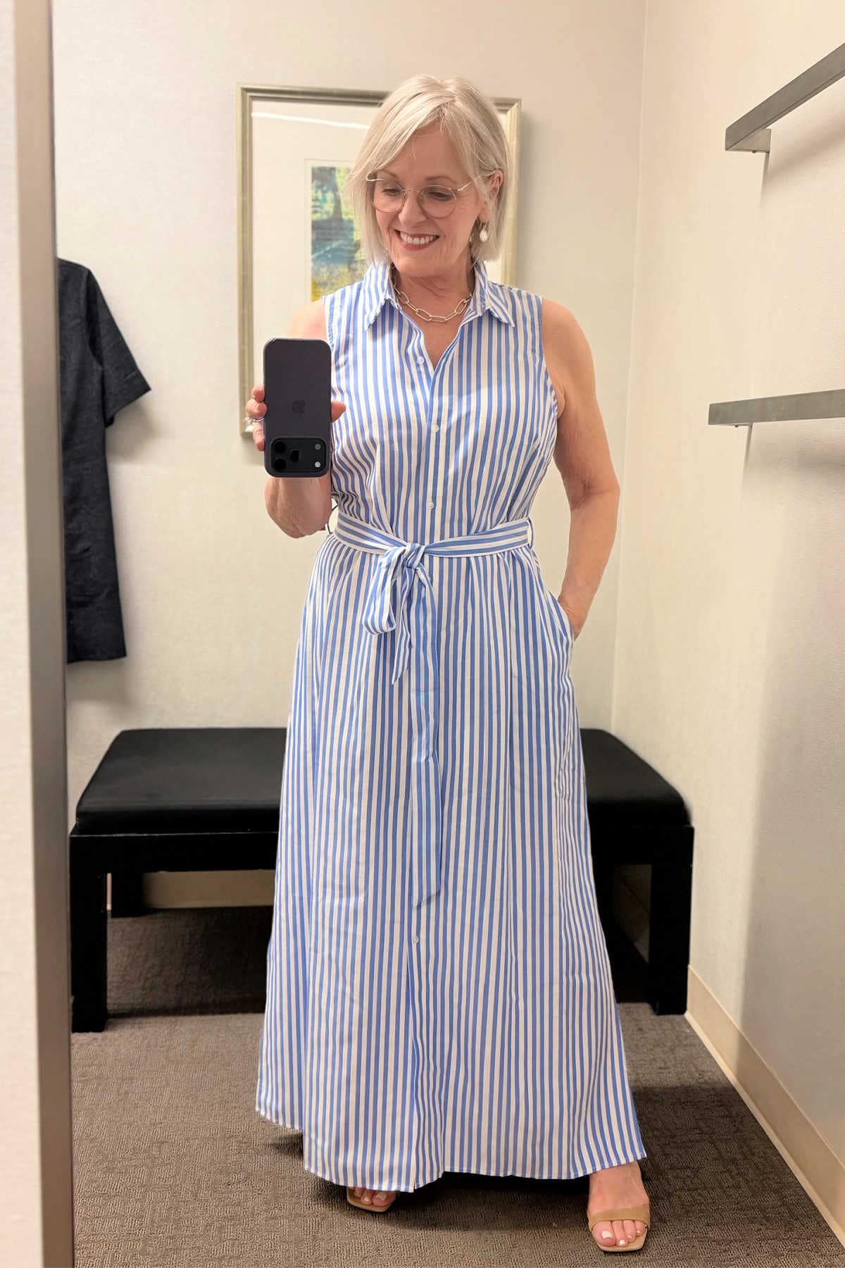 Vince Camuto Striped Sleeveless Shirtdress