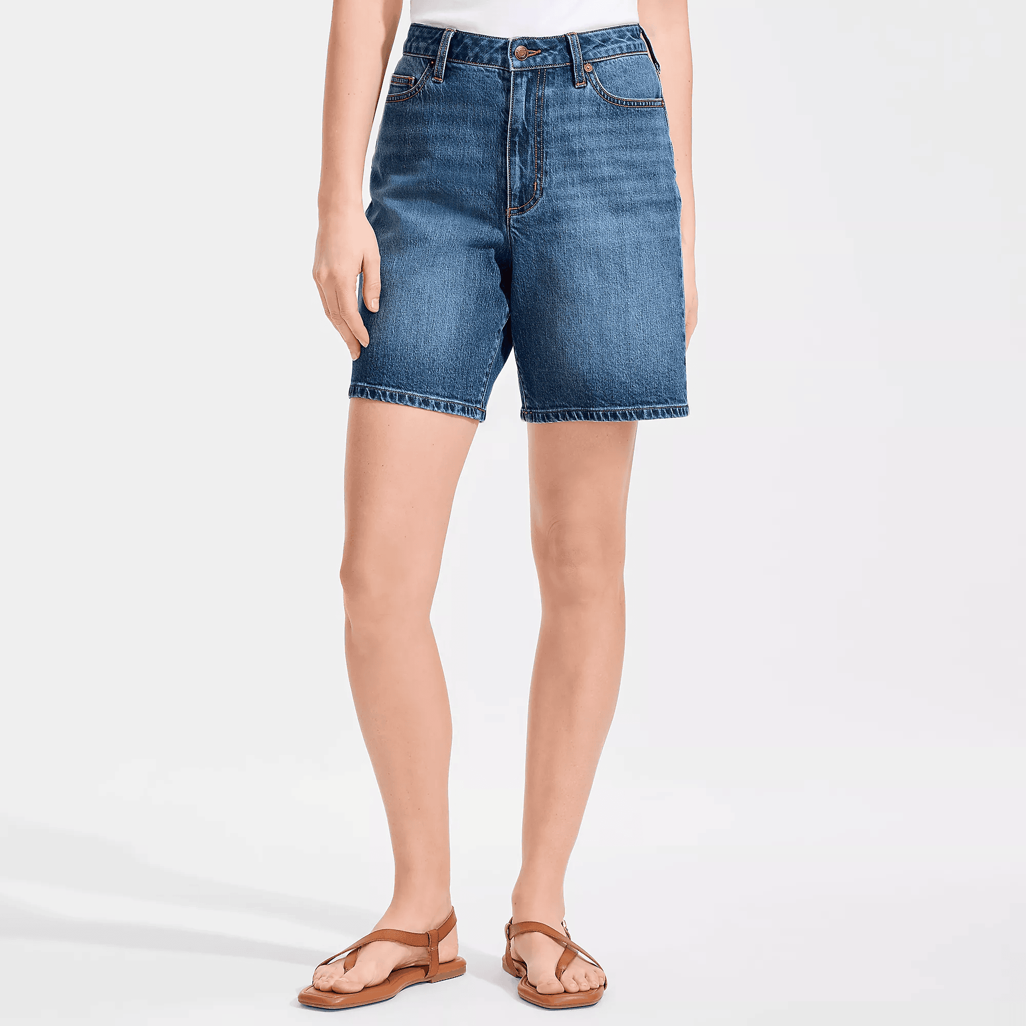 Soft Denim Mid Rise 7" Jean Shorts