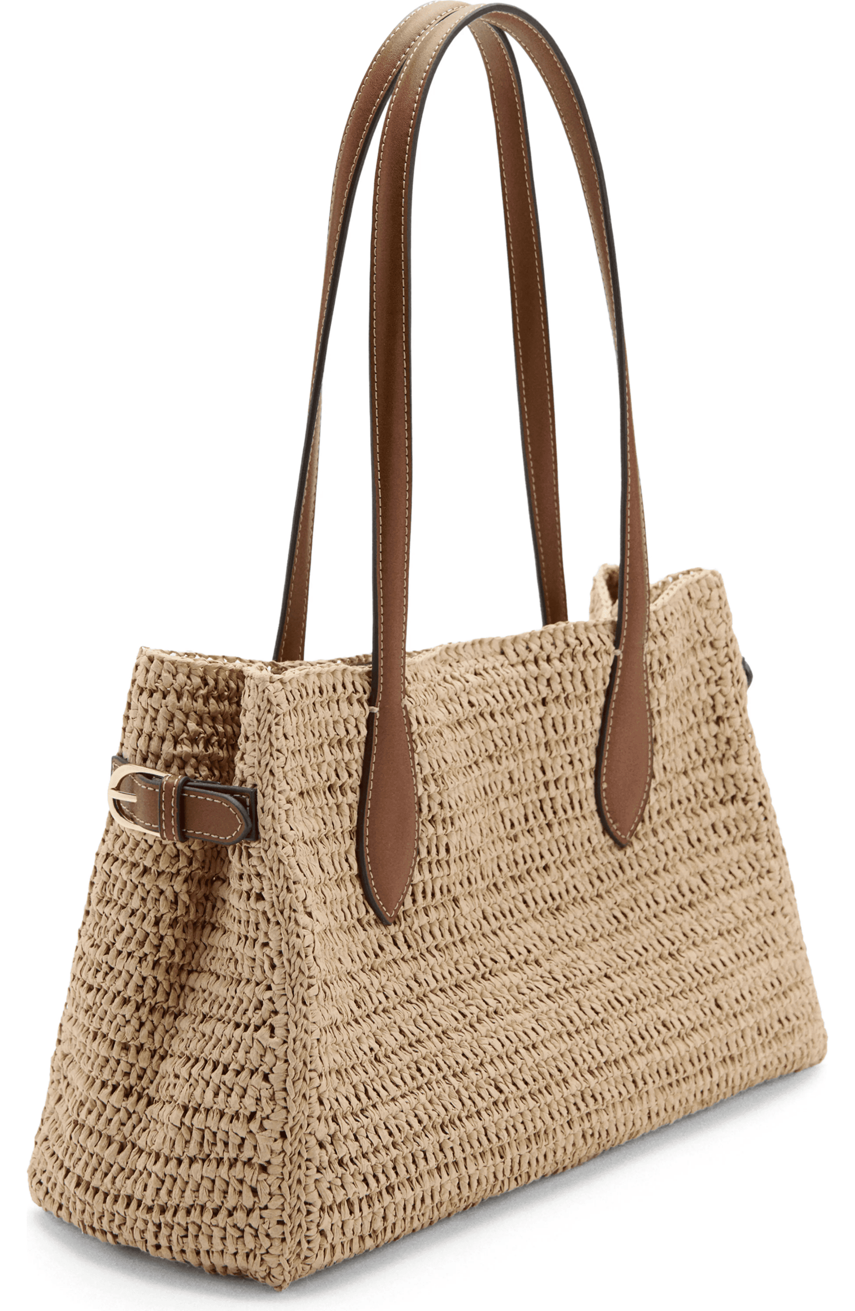 Mango Natural Fiber City Shoulder Bag