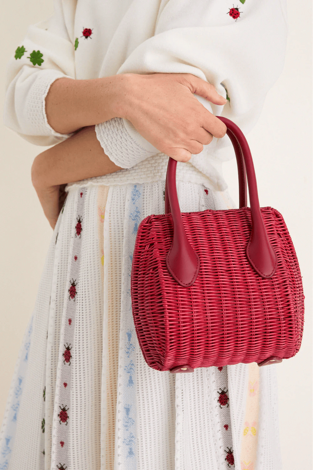 Wicker Wave Top Handle Bag