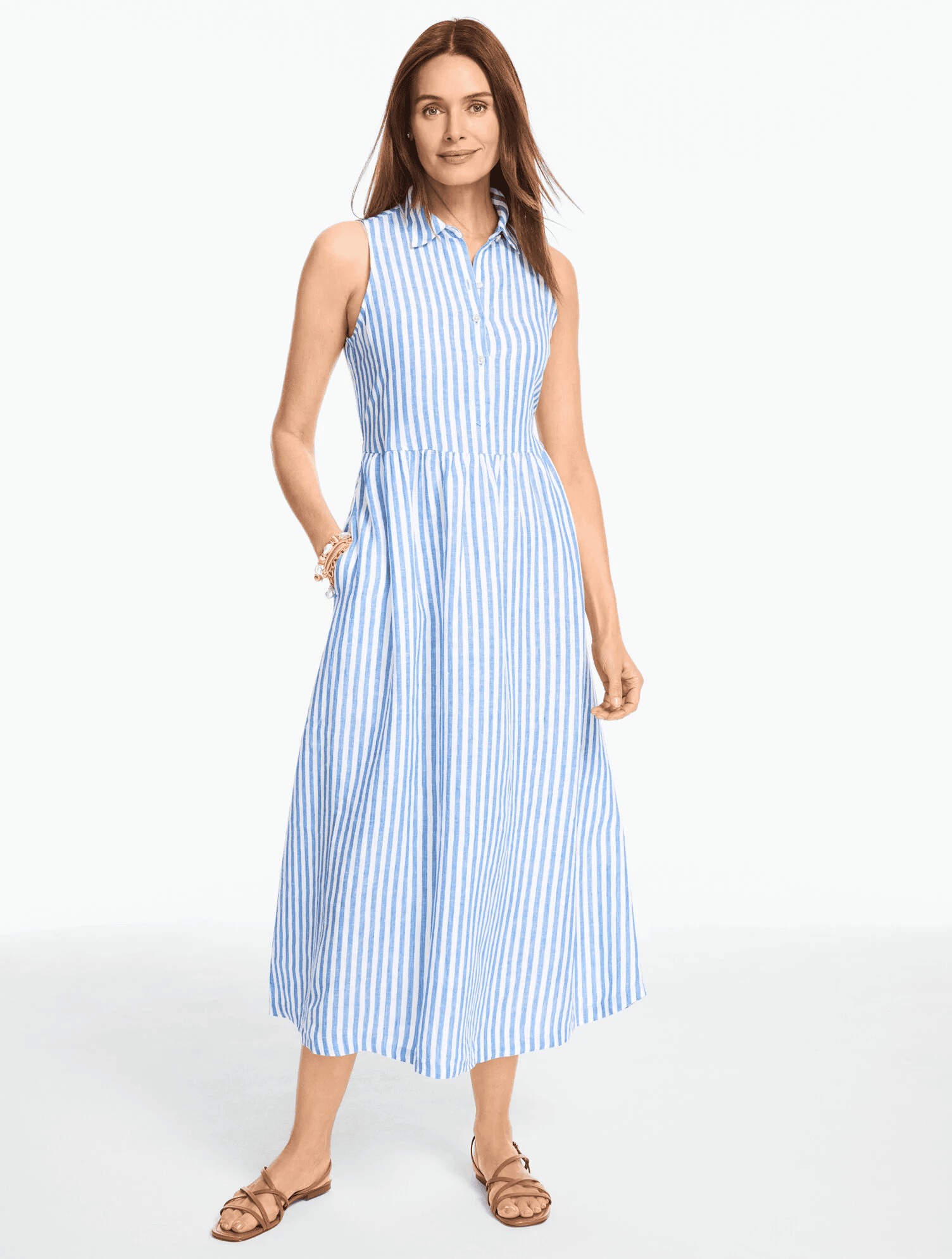 Linen Sleeveless Shirtdress