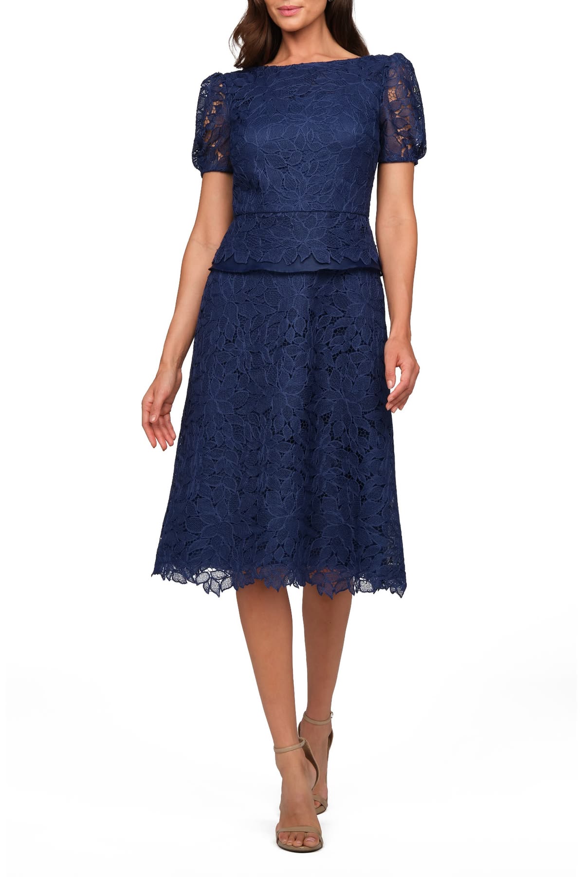 KAY UNGER TIERA LACE MIDI DRESS | Fall Wedding Guest Dresses for Women Over 50