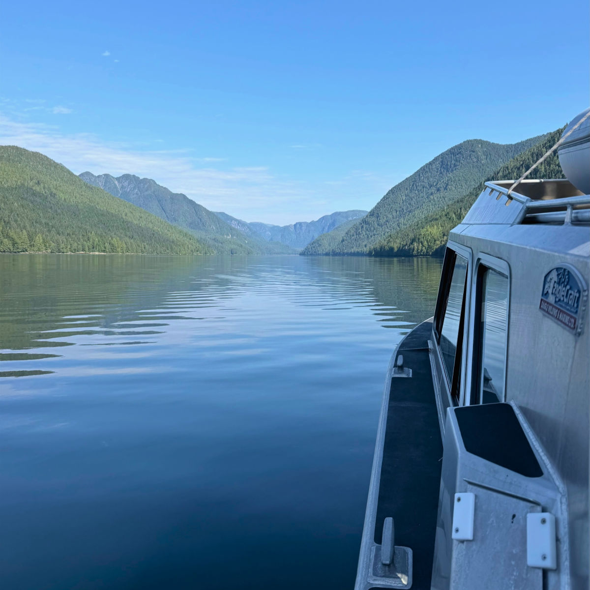 Morning boat ride through the Great Bear Rainforest